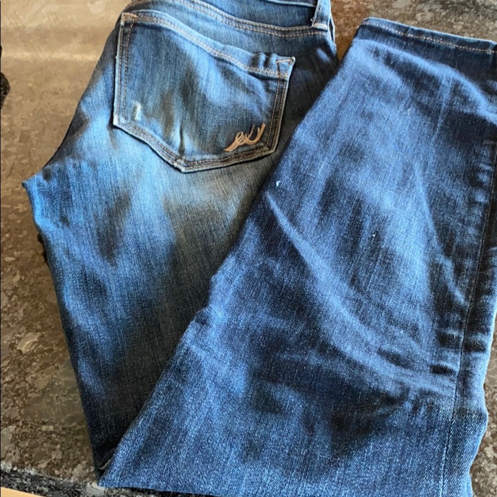 Express medium wash ankle skinny jeans